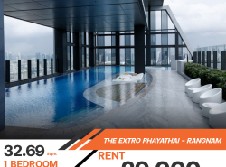 คอนโด THE EXTRO Phayathai – Rangnam ห้องตกแต่งครบครันด้วยเฟอร์นิเจอร์ครบ เช่าราคา 29,000 บาท*