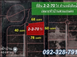 ขายที่ดินเปล่าทำบ้านสวนเกษตร ใกล้กรุงเทพ ม.คันทรี่การ์เด้น คลองสาม ปทุมธานี 2-2-70 ไร่