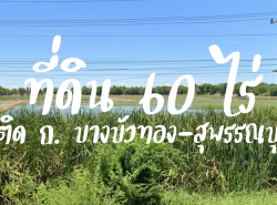 ที่ดิน 60 ไร่ หน้ากว้าง 160 ม. ติด ถ. บางบัวทอง-สุพรรณบุรี (340) 