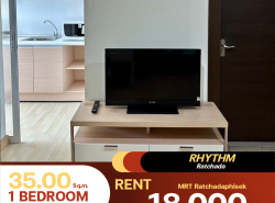 ให้เช่าคอนโด Rhythm Ratchada ห้องตกแต่งมาแล้ว 1 ห้องนอน 1 ห้องน้ำ ขนาด 35 ตร.ม.