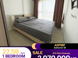 ขายคอนโด Aspire Sukhumvit 48 ห้องตกแต่งสวย ขนาด 27.59  ตร.ม. ให้มาครบ ราคาดีมากๆ