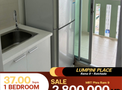 ขายห้องสะอาดมาก ตกแต่งมินิมอลพร้อมขายเลยคอนโด Lumpini Place Rama 9 - Ratchada