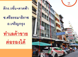 ขายตึก6.5ชั้นพร้อมดาดฟ้า 16ตรว. ซ.ศรีธรรมาธิราช ถ.เจริญกรุง ทำเลธุรกิจ