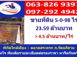 ขาย ที่ดิน ติดถนนรัตนภิธาน ใกล้ตลาดสระครก อ.เมืองนครราชสีมา บ้านกล้วย เนื้อที่ 5 ไร่ 98 ตรว ผังเมืองสีชมพู