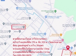 ขาย ที่ดิน ใกล้ นิคมฯ บางปะอิน อยุธยา ติดถนน อุดมสรยุทธ์ หน้ากว้างที่ดิน 177 เมตร เนื้อที่ 27ไร่3งาน16ตรว.