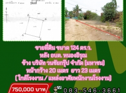 ขายที่ดิน ใกล้เขตโรงงานกลุ่ม ข้าง วนชัยกรุ๊ป  แหล่งชุมชน วัดอ่างเวียน  124 ตร.วา